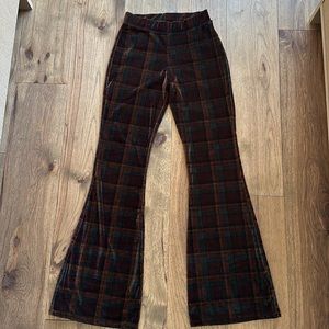 Zara Velvet Plaid Flare Pants